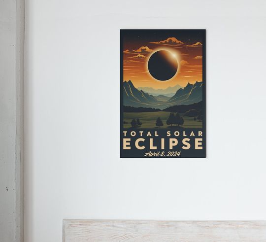 Solar Eclipse Vintage Travel Poster | Eclipse 2024 Poster