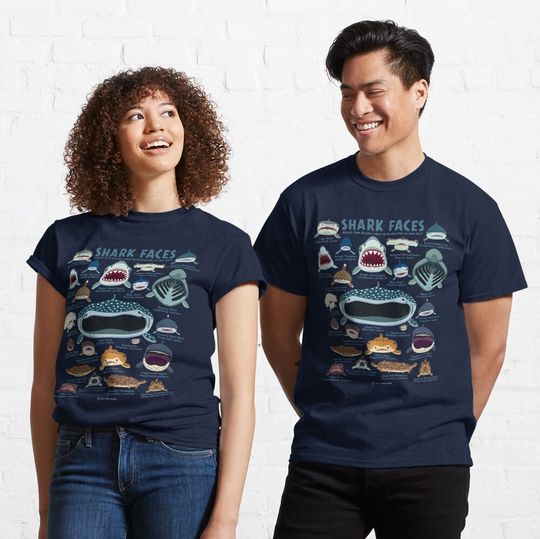 Shark Faces Classic T-Shirt, sea animals shirt