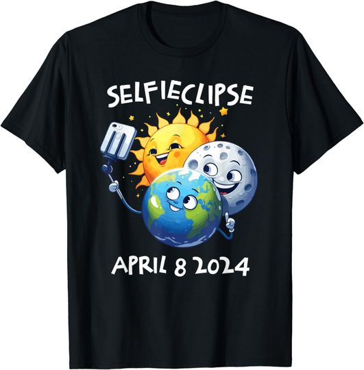 Total Solar Eclipse 2024 SelfieClipse Sun Moon Earth Selfie. T-Shirt