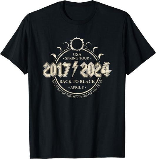 Total Solar Eclipse 2017/2024 Back To Black USA Spring Tour T-Shirt