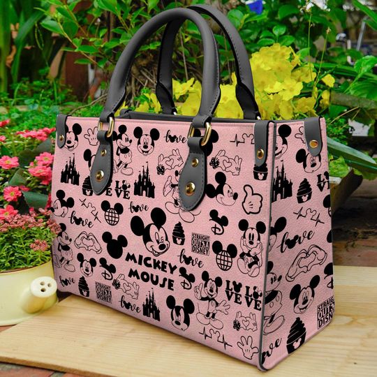 Vintage Mickey Leather HandBag,Mickey Handbag,Love Disney,Disney Handbag