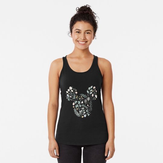 Mouse Icon Spring Flowers Racerback Tank Top