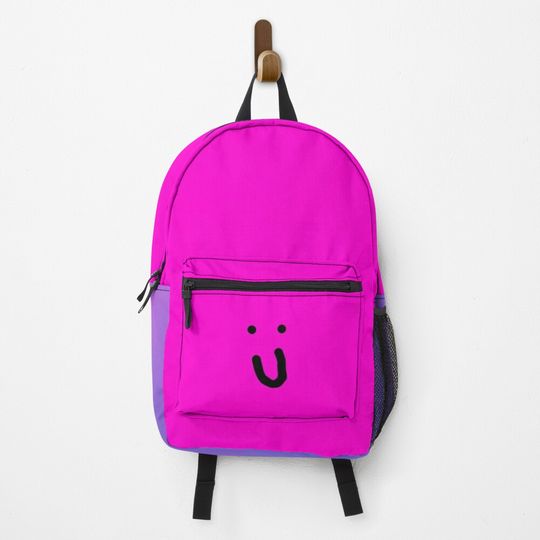 Solid Neon Hot Pink with Smiley Face Backpack