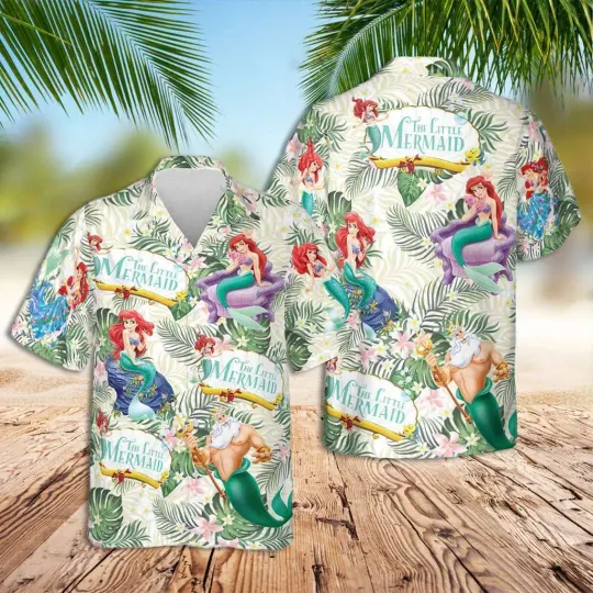 Disney The Little Mermaid Ariel and King Triton Hawaiian Shirt