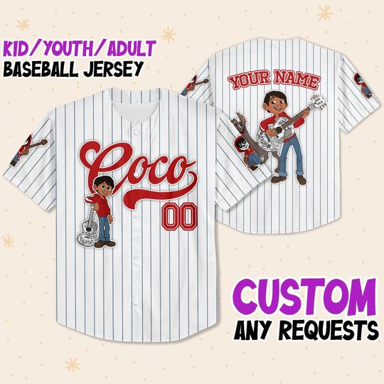 Personalized Disney Coco Stripe Fun Baseball Jersey