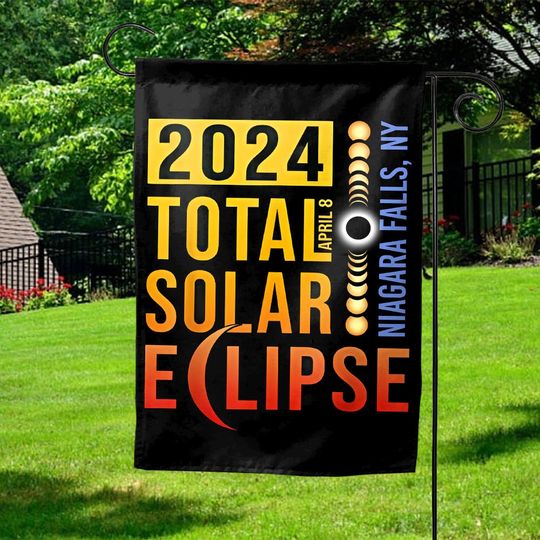 Personalized Eclipse Garden Flag, Double Sided, Eclipse Yard Sign, Eclipse Yard Art, Eclipse Welcome,Total Solar Eclipse April 8 2024 KCMS57