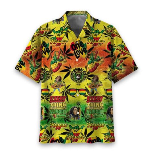 Bob Marley The King Of Reggae Hawaiian Shirt Summer Button Down Short Sleeve Shirt