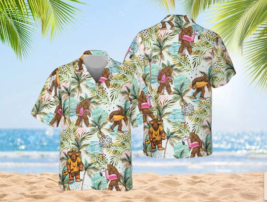 Sasquatch Hawaii Shirt, Hawaiian Shirt, Summer Party Shirt, Tropical Shirt