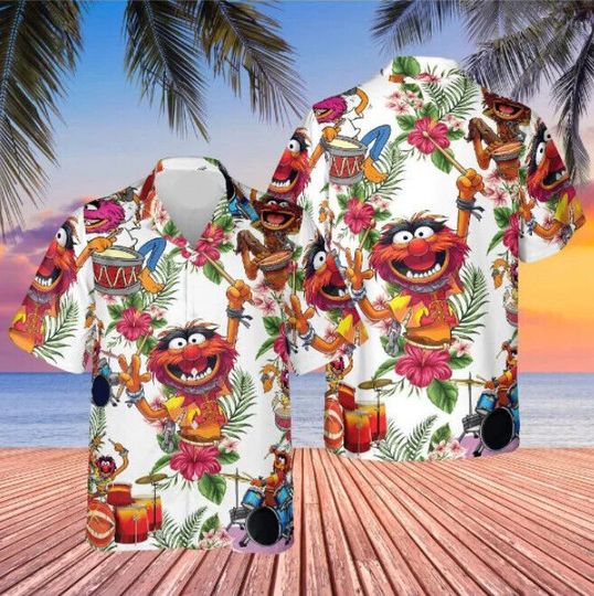 Muppet Playing Drum Tropical Flower Hawaiian Shirt, Lovers Gift, Beach Shirt
