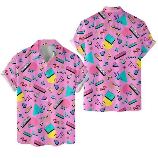 Retro 80S 90S Pattern Hawaiian Shirts For Men Women