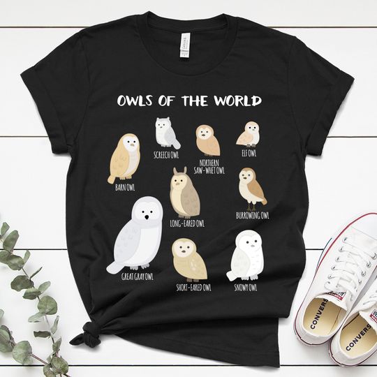 Owls of the World Shirt, Owl Shirt, Gift for the Bird Watcher