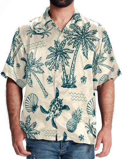 Coconut Tree Turtle Mens Summer Hawaiian Shirts