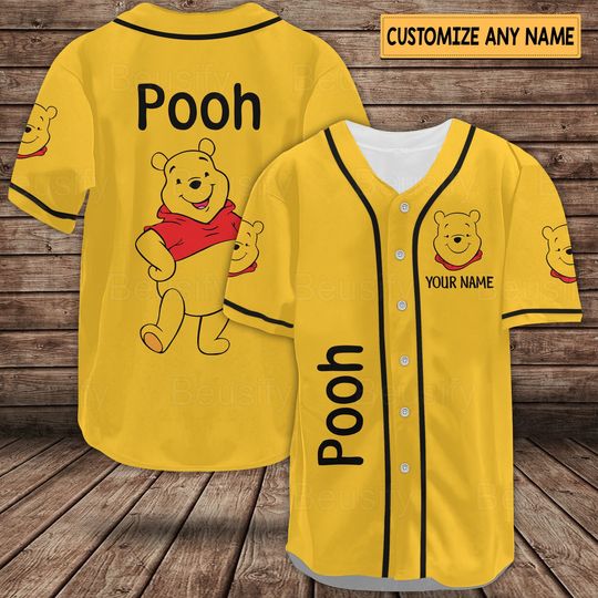Winnie Pooh Baseball Jersey, Pooh Bear Shirt, Pooh Jersey Shirt