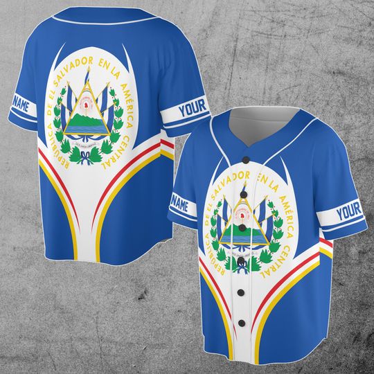 Custom Name El Salvador coat of arms Baseball Jersey Shirt