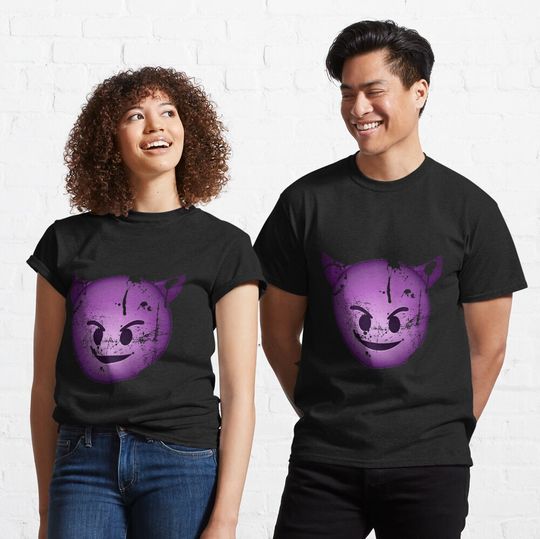 Devil face purple distressed emoji Classic T-Shirt