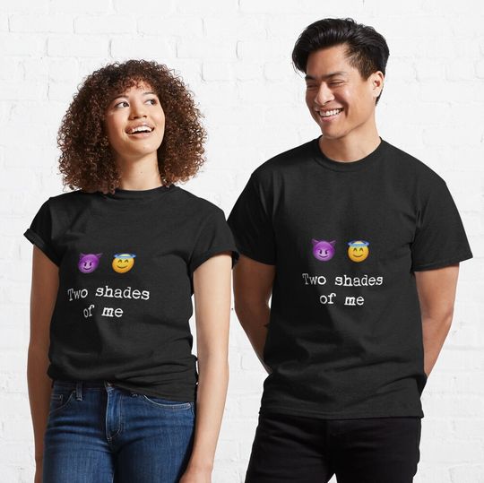 Two shades- being good and bad- devil emoji/ angel emoji Classic T-Shirt