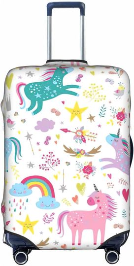 Unicorns Pink Print Washable Scratch-Resistant Luggage Cover
