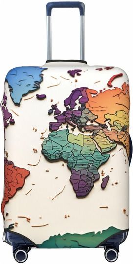 World Map Pattern Print Luggage Cover