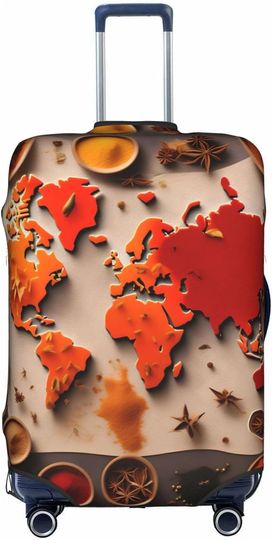 World Map Made Up of Spices Suitcase Cover