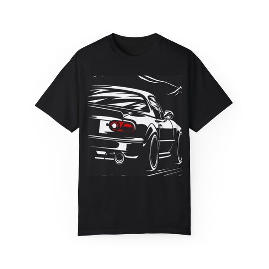 Exclusive Mazda Miata NB Black and White Drawing Shirt with Red Taillights - Ignite Your Passion for Automotive Style!
