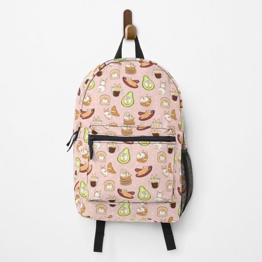 Corgi Breakfast - Pink Backpack