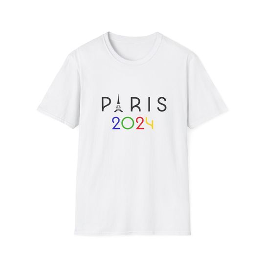 Paris 2024 Women's T-Shirt Multicolor Eiffel Tower Love French Chic Fashion Trendy Shirt Paris Vacation Unisex Softstyle T-Shirt Olympics