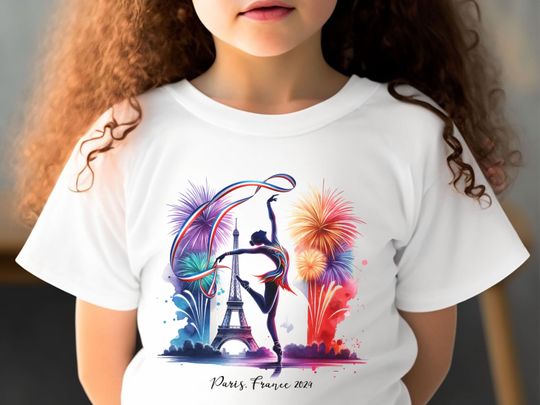 PARIS FRANCE 2024 Rhythmic Gymnastics Child and Mom Unisex Jersey Matching T-shirts, Eiffel Tower Paris Summer Games Children's T-shirt