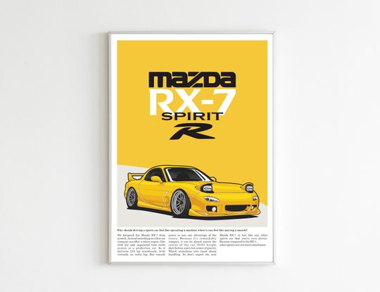Mazda RX-7 Illustrated Digital Poster - High-Quality Car Art Print - Instant Download for Automotive Enthusiasts