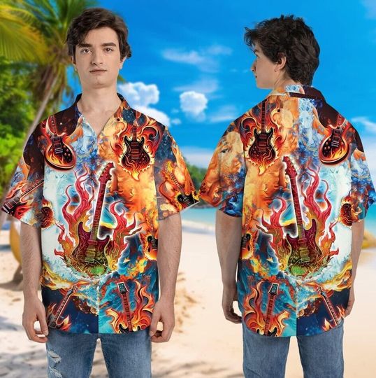 Guitar Music Hawaiian Shirt, Music Lover Shirt, Hawaii Holiday Beach Shirt