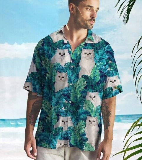 Persian Cat Hawaiian Shirt, Tropical Shirt, Hawaii Summer Shirt