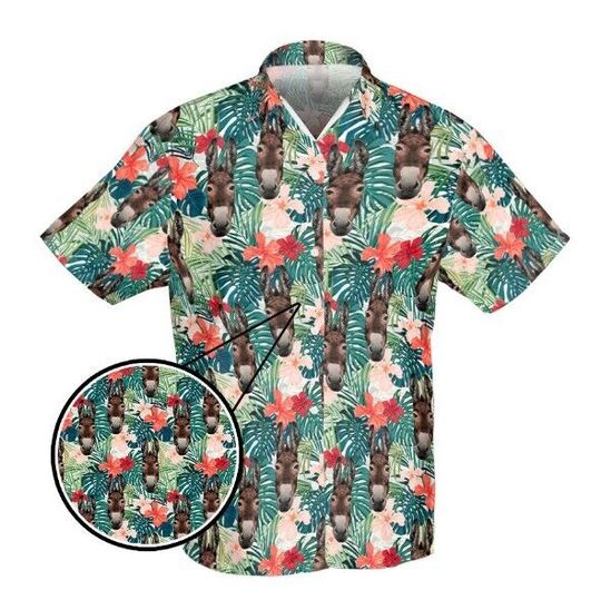 Funny Donkey Hawaiian Shirt, Tropical Shirt, Hawaii Summer Shirt