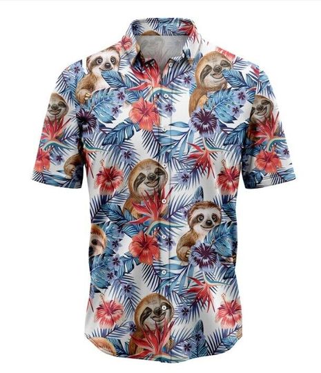 Sloth Hawaiian Shirt, Summer Party Shirt, Hawaii Shirt Short Sleeve