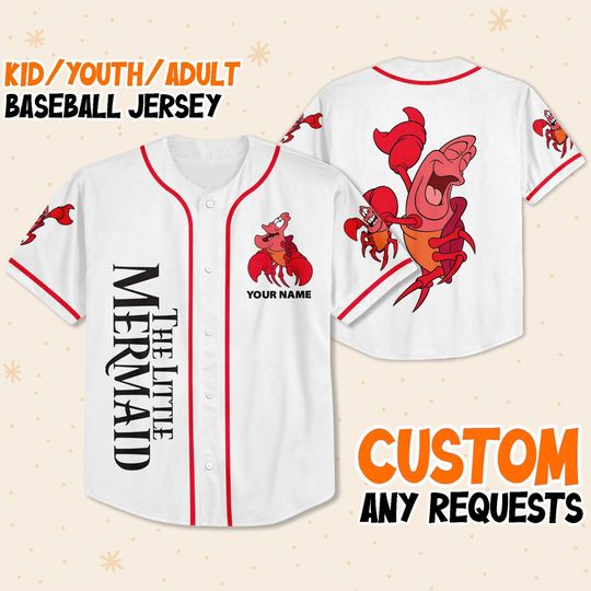 Personalized Disney The Little Mermaid Sebastian Simple Baseball Jersey
