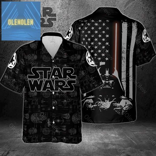 StarWars Darth Vader Hawaiian Shirt, Darth Vader American Flag Button Down Shirt