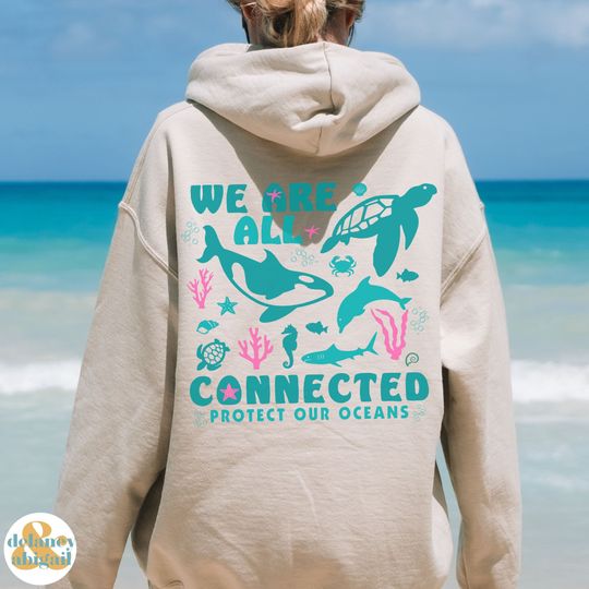 We Are All Connected Coconut Girl Hoodie, Protect Our Oceans Summer Hoodie
