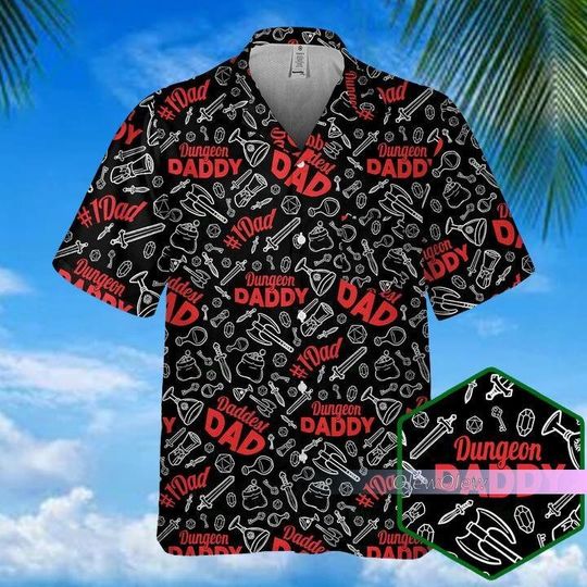 Dungeon Daddy Shirt, Dnd Shirt, Dnd Hawaiian Shirt, Dnd Dad Shirt, Dice Shirt