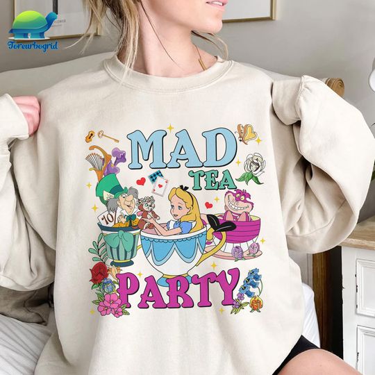 Disney Vintage Alice in Wonderland Mad Tea Party Sweatshirt