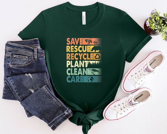 Save Rescue Recycle Plant Clean Care Shirt, Earth Day Shirt