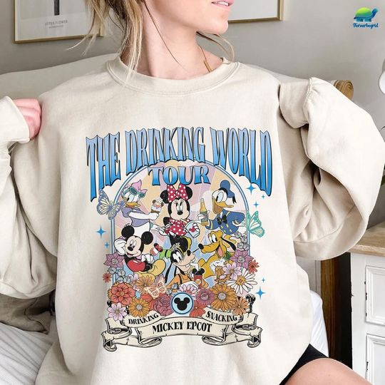 Disney Mickey and Friends The Epcot Drinking World Tour Sweatshirt