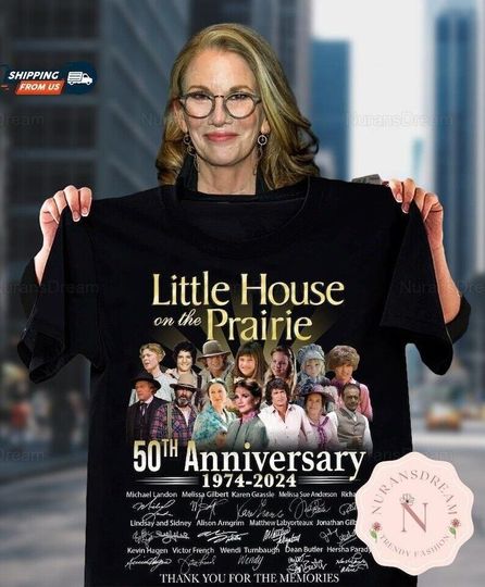 Little House On The Prairie 50 Years 1974 2024 Signatures Thank You T-Shirt