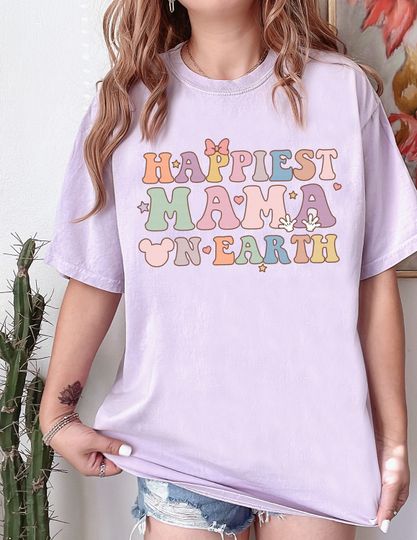 Happiest Mama On Earth Shirt, Matching Mouse Ear Retro T-Shirt, Shirt For Mom