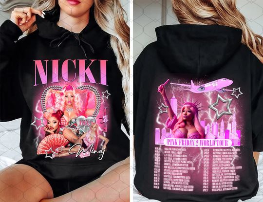Nicki Minaj Double Sided Hoodie, Nicki Minaj Tour 2024 Shirt, Pink Friday 2 Airbrush Shirt