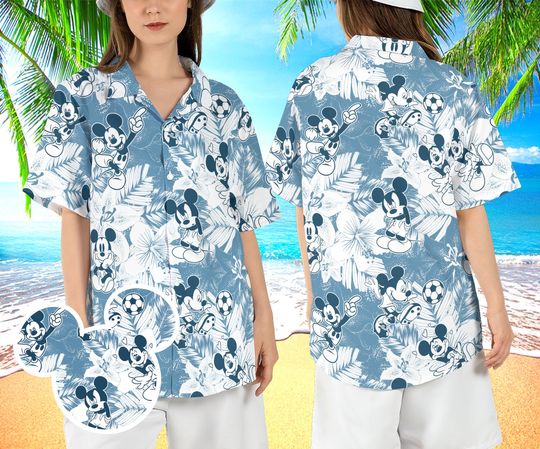 Mickey Mouse Beach Hawaiian Shirt, Mickey Tropical Hibiscus Hawaii Shirt, Sport Mouse Aloha Shirt, Disneyland Summer Button Shirt