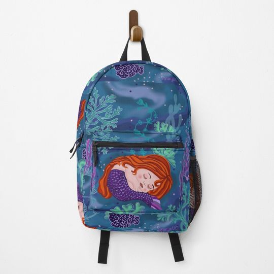 Cute baby mermaid sleeping Backpack
