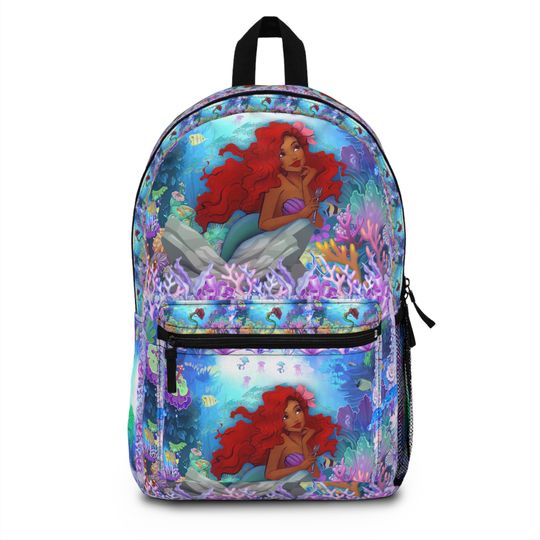 Black little mermaid backpack, black Ariel backpack, Mermaid backpack, Custom Black little mermaid backpacks, black princess, little mermaid