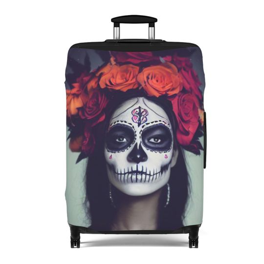 Katrina Suitcase, Suitcase With Wheels, Travel Suitcase, Day Of The Dead Gifts, Suitcase For Men, Suitcase For Women Sugar Skull Suitcase