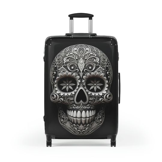 Sugar Skull Cabin Suitcase, Gothic Traveler Gift, Skull Luggage, Gift For Her, Gift For Him