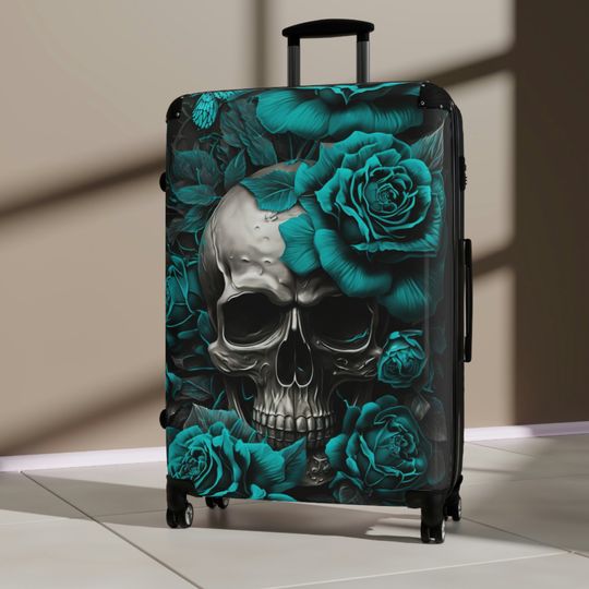 Gothic Skull Carry On Luggage On Wheels Suitcase