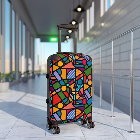 Pop Art Cabin Suitcase, Skull Art Traveler Suitcase Gift, Colorful Traveler Gift, Original Sugar Skull Suitcase Gift