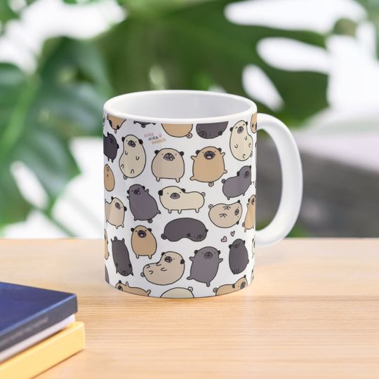Pug Life Doodle Coffee Mug, Pug Lover Mug